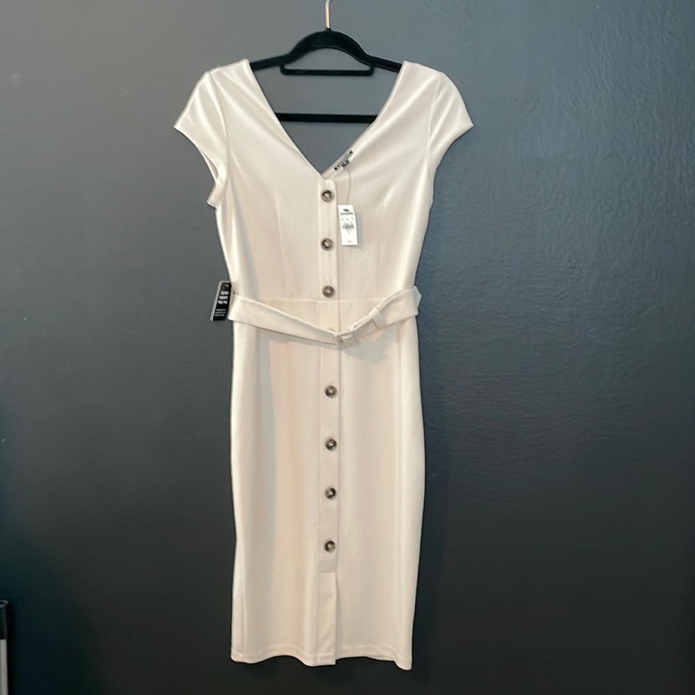 Express Cream White Midi Dress